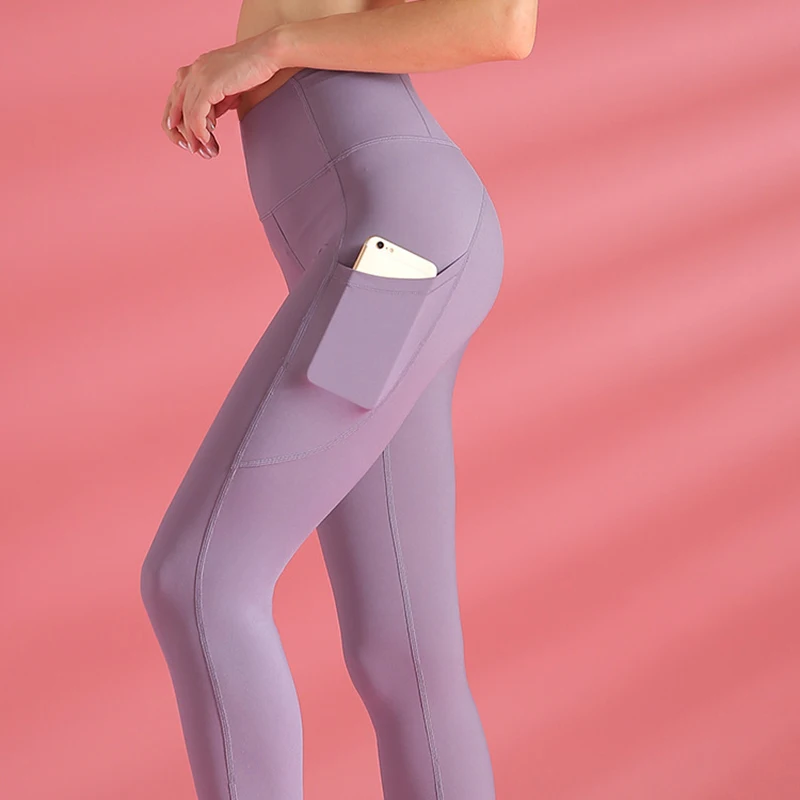 Фиолетовые спортивные Леггинсы со скрытым карманом подходят для женщин фитнеса