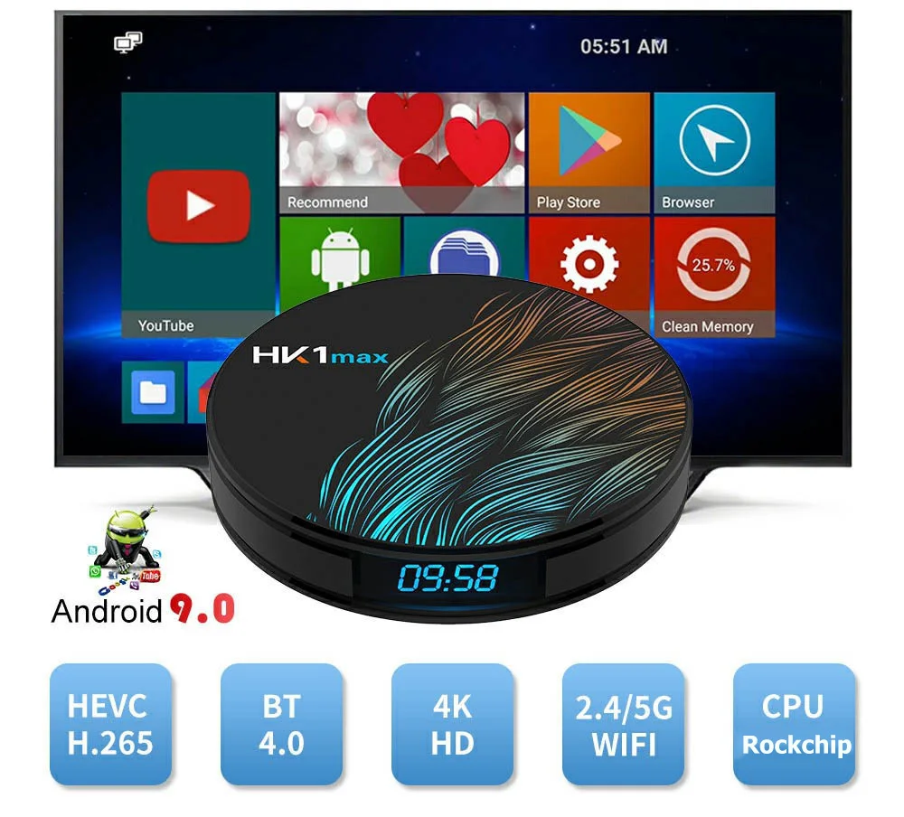 Smart tv box HK1MAX Android 9,0 2,4G/5G Wifi BT 4,0 RK Четырехъядерный 4K 1080P Full HD hk1 max приставка Netflix KD плеер