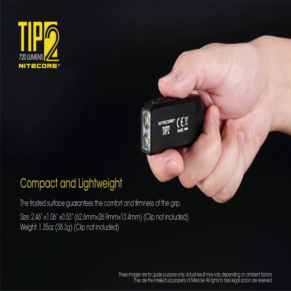 Оригинальная вспышка NITECORE TIP2 светсветильник льник для брелока CREE XP-G3 S3 720 люмен USB
