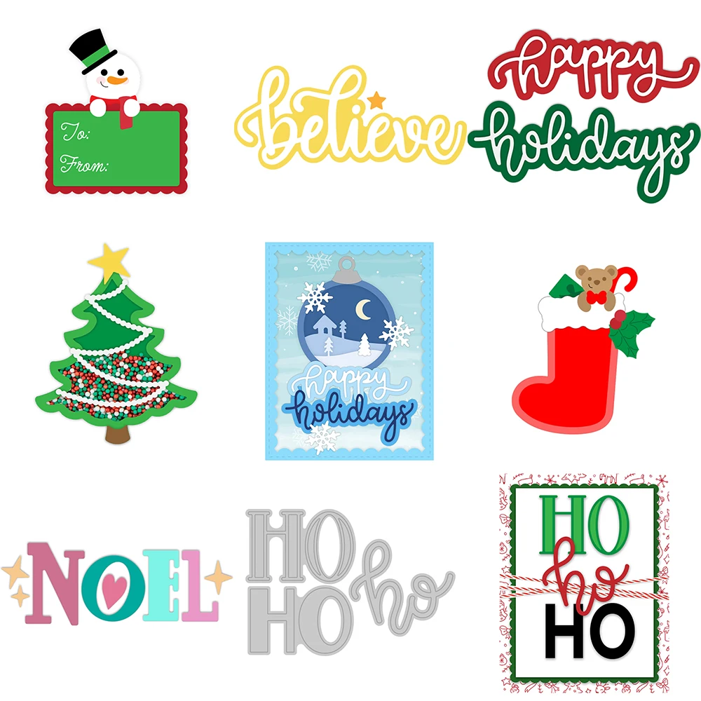 

Winter Christmas English Metal Cutting Dies Template For Diy Dies Scrapbook Photo Album Decoration Paper Card Making Craft Dies