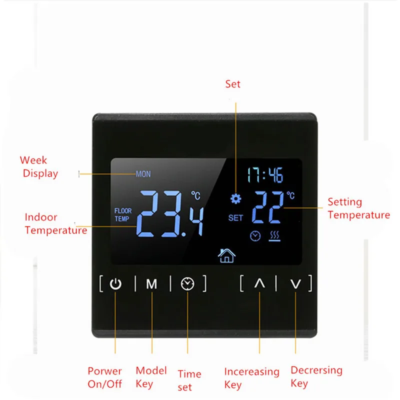 Термостат с сенсорным ЖК-экраном, электрическая система подогрева пола, регулятор температуры воды AC85-240V от AliExpress WW
