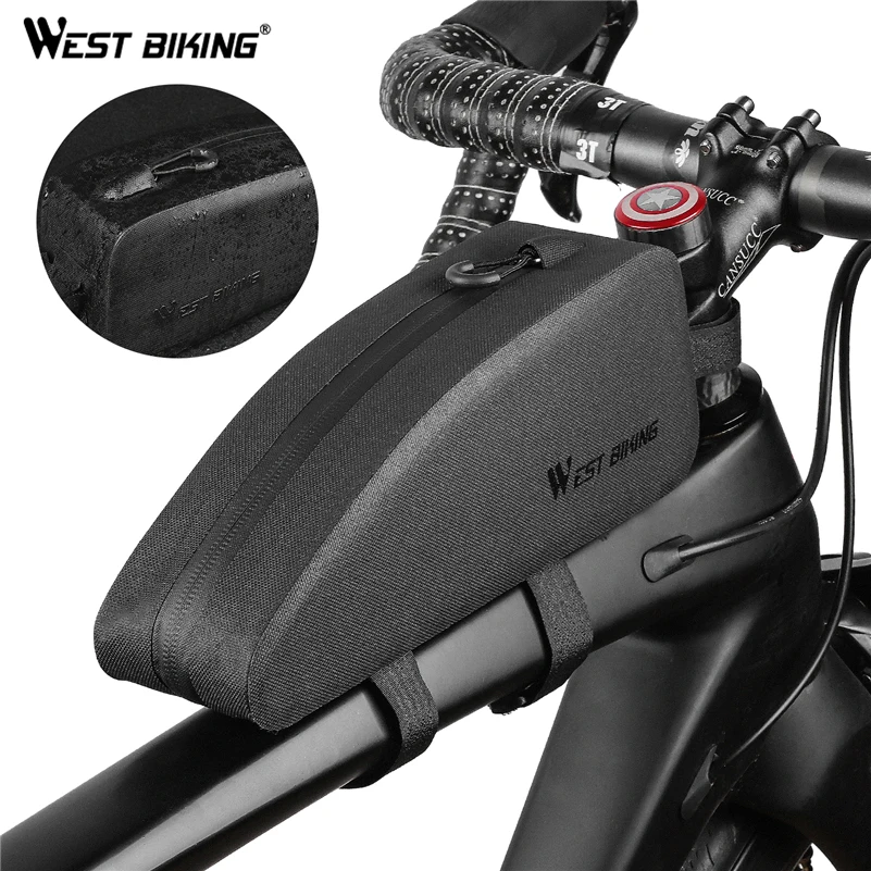 

WEST BIKING Waterproof Cycling Top Front Tube Bag Lightweight MTB Road Bike Frame Bag Slim Bicycle Pannier Case Bike Accessories