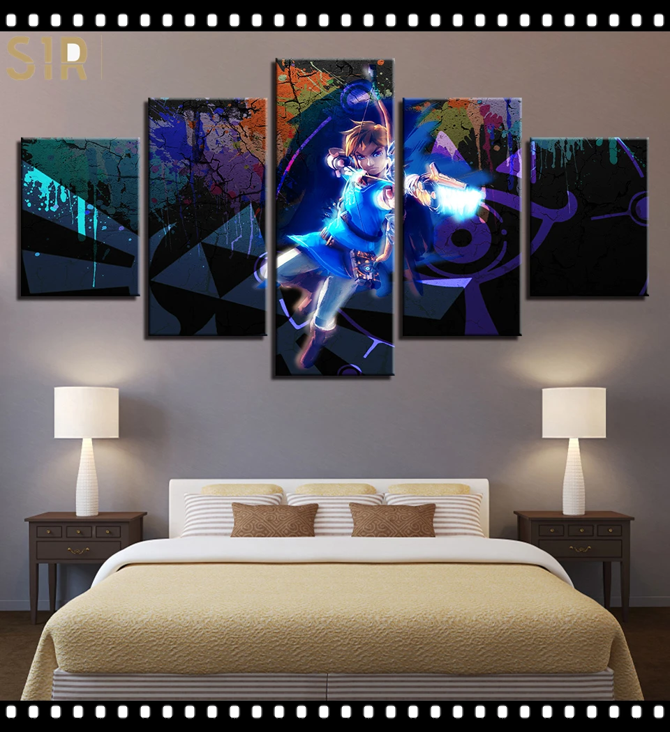 

The Legend Zelda Poster Vikings Pictures Wall Art 5 Pieces Canvas Painting Home Decor Living Room HD Printed Game Poster Anime
