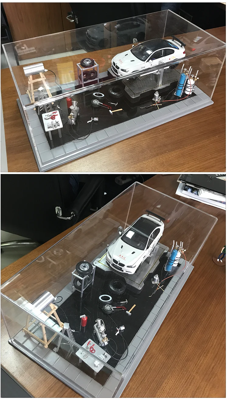 1:18 высокое моделирование DIY бутик модель автомобиля ремонт сайт Набор Модель Ремонт магазин аксессуары Лифт обслуживание завод без автомобиля