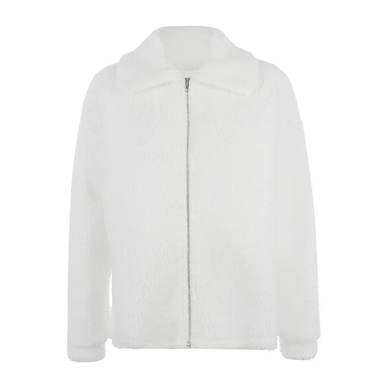 2021 Fall New Style Sheepskin Fashion Loose Lapel Casual David Clothing Warm Cardigan Women's Jacket