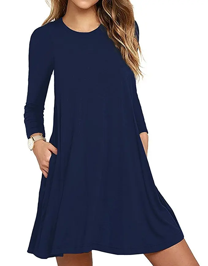 

Dress for Women 2020 Autumn New Solid Above Knee, Mini Long Sleeve Spring Ladies Dresses A-line Plus Size Party Beach Dress