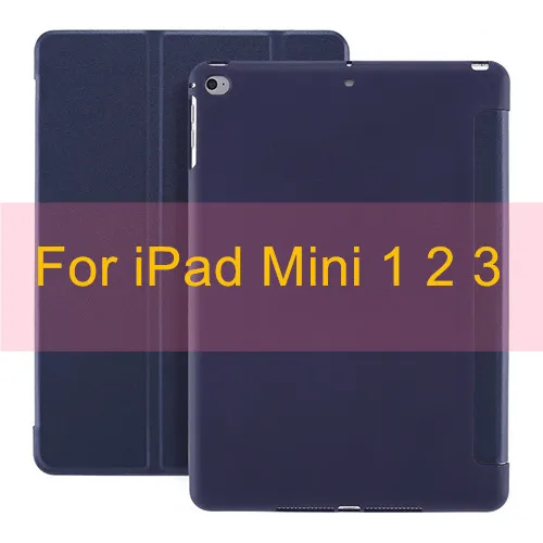 ТПУ чехол для iPad Mini 5 чехол для iPad Mini 1 2 3 7,9 дюймов мягкий кожаный чехол для iPad Mini чехол Funda Smart Cover - Цвет: Mini 3 2 1 Blue