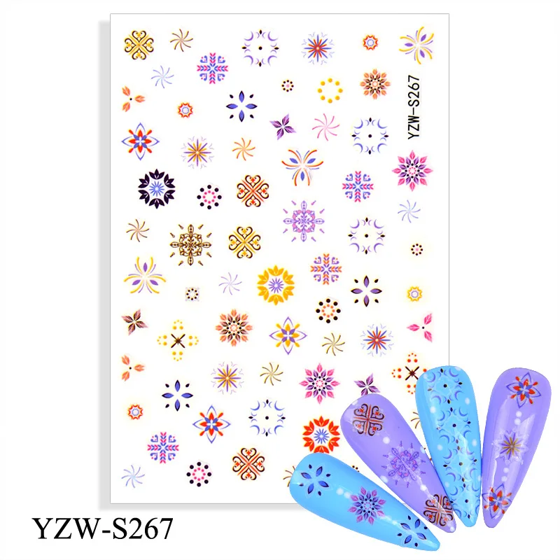 

3D Nail Sticker Graph Fireworks Flower Slider Nails Art Decoration Wraps Decals Design Adhesive Manicure Tips Stickers Pegatina