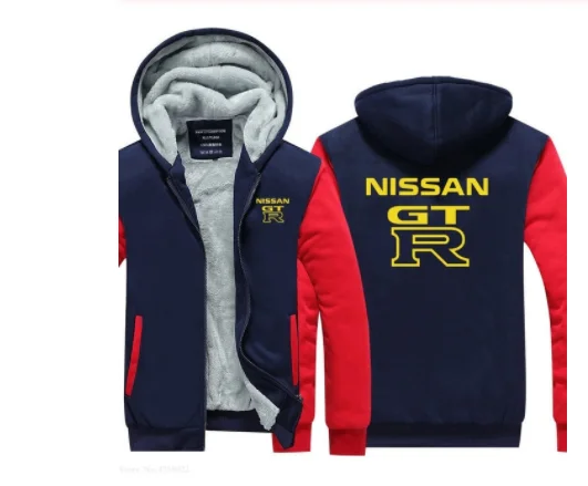 Зимние теплые толстовки новые мужские с длинным рукавом Nissan GTR Толстовка