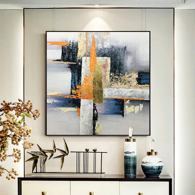 Абстрактная Золотая живопись маслом напечатанная на холсте акварель плакаты и