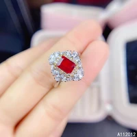 kjjeaxcmy fine jewelry natural ruby 925 sterling silver classic girl new adjustable gemstone ring support test with box