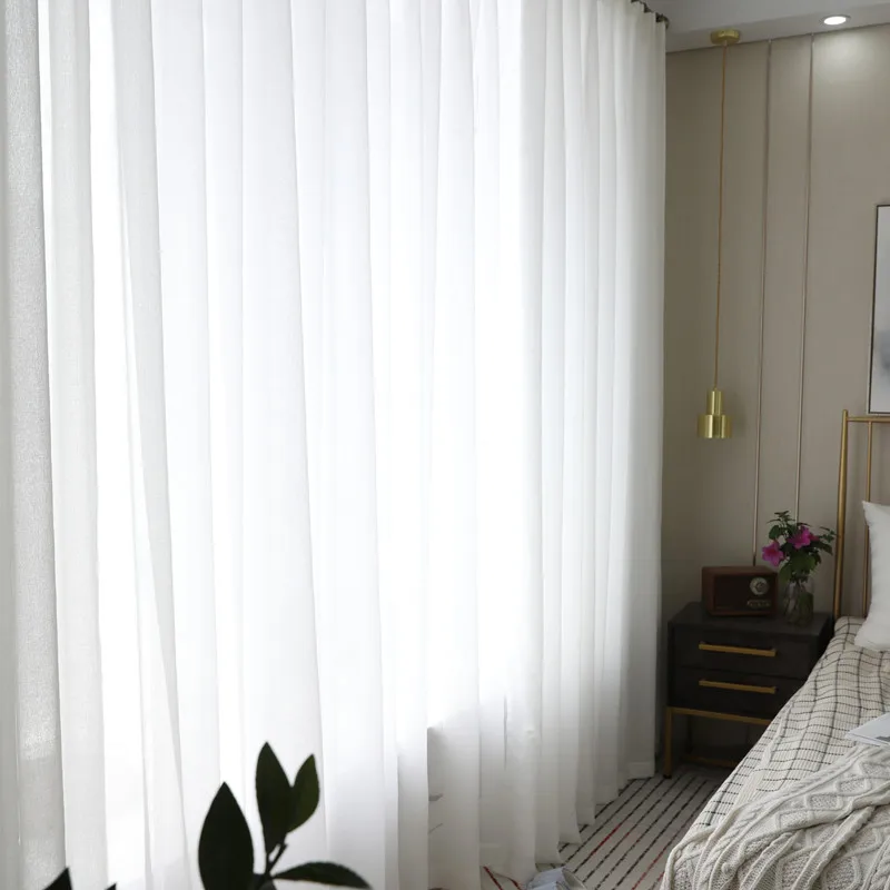 Голубые занавески для гостиной белые Оконные Занавески спальни прозрачные ткани