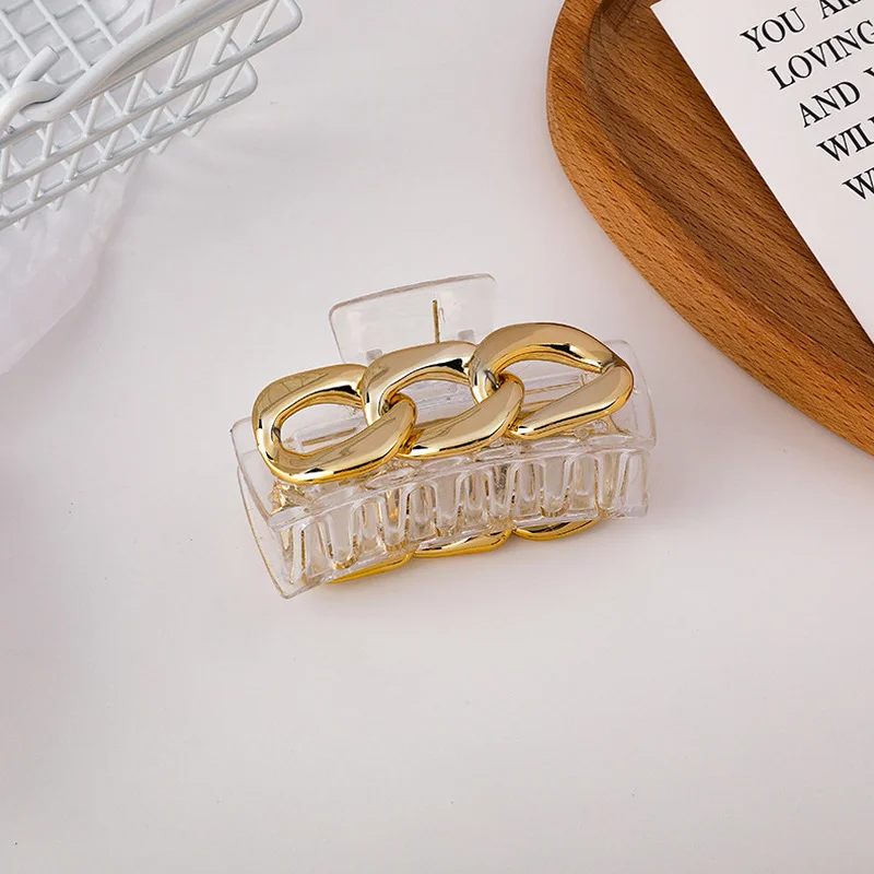 

LOVOACC Chunky Cuban Chain Oversize Hair Claws Colorful Acrylic Hair Clamp Minimalist Korean Headwear for Hair Ponytail Women