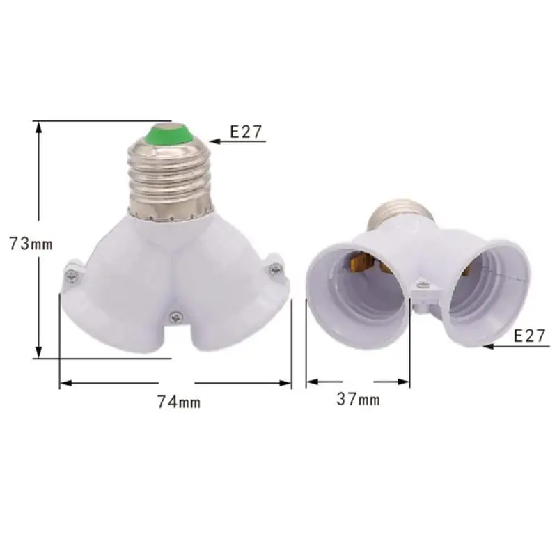

1 Pcs E27 white bulb base 2 lights converter High temperature resistant and anti-aging anti-burning PBT W8F6