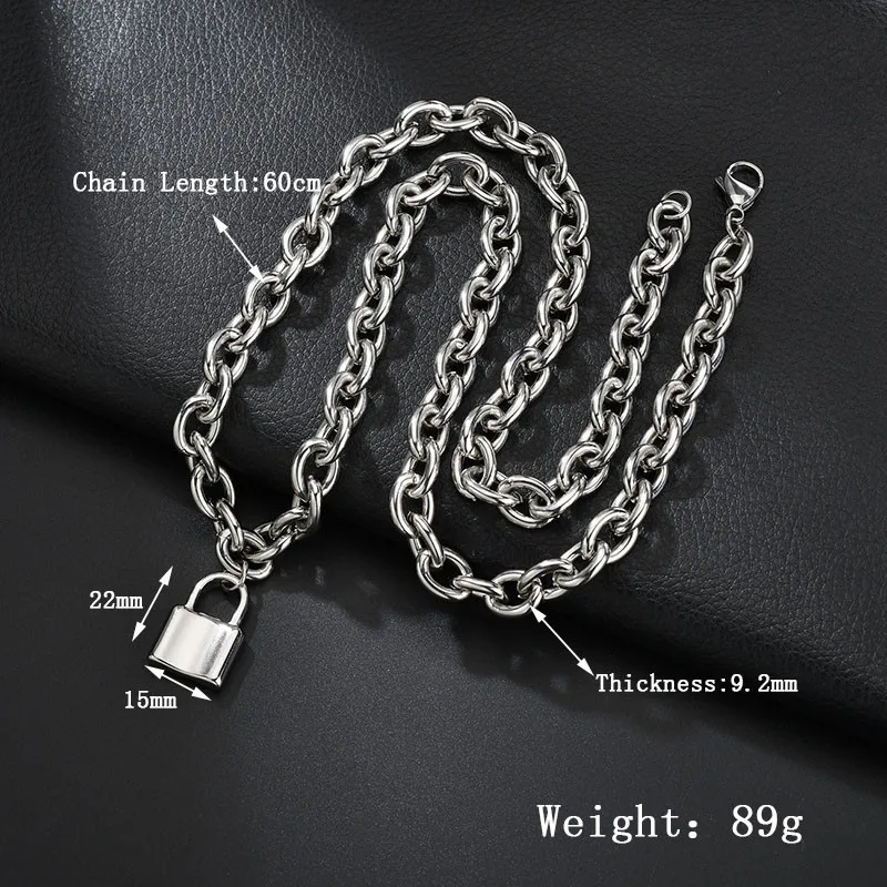 ELSEMODE панк цепочка замок ожерелье ювелирные изделия из нержавеющей стали висячий