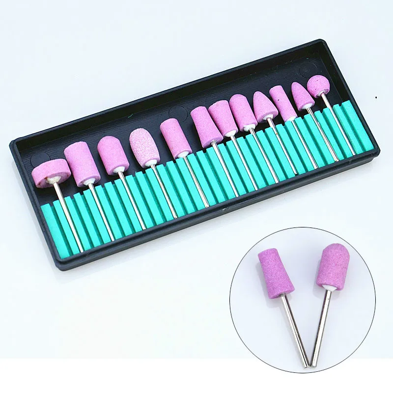 12Pcs Stainless Steel Ceramic Electric Machine Drill Bits File Nail Art Polishing Grinding Head Manicure Pedicure Tools Set Pro | Красота и