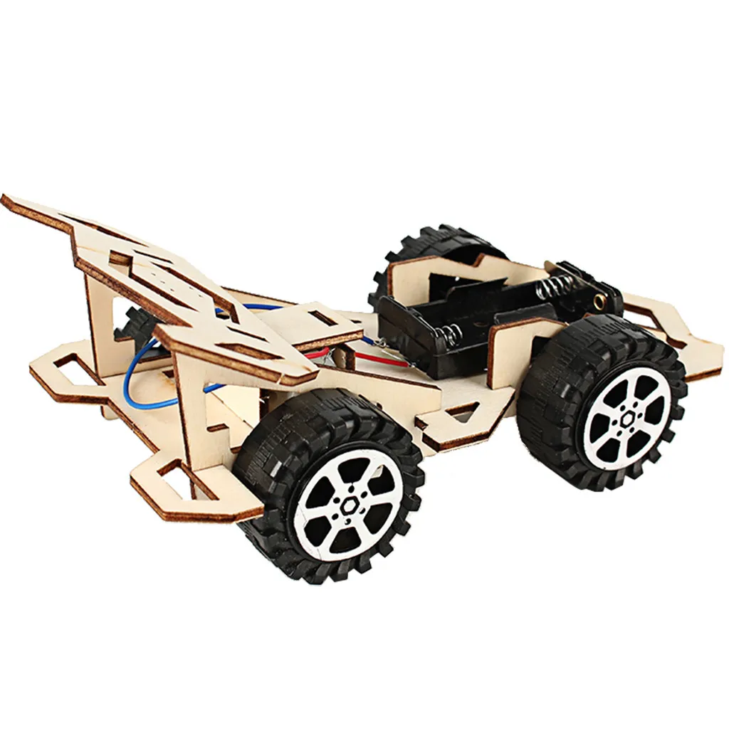 Electric Wooden Assembly Racing Car Science &amp Technology Inventions Scientific Experimental Diy Toys For Children Education Gift |