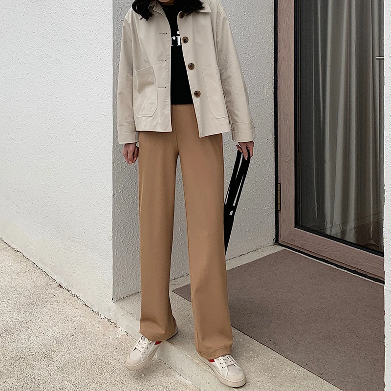 Брюки тонкие трикотажные для мытья полов штаны студентов с высокой талией прямые