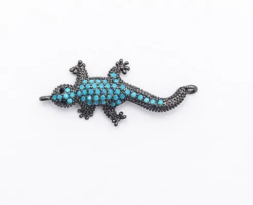 13*31mm gecko micro pave cz zircon cubic zirconia beads DIY Copper necklace charm bracelet connectors accessories sg4 | Украшения и