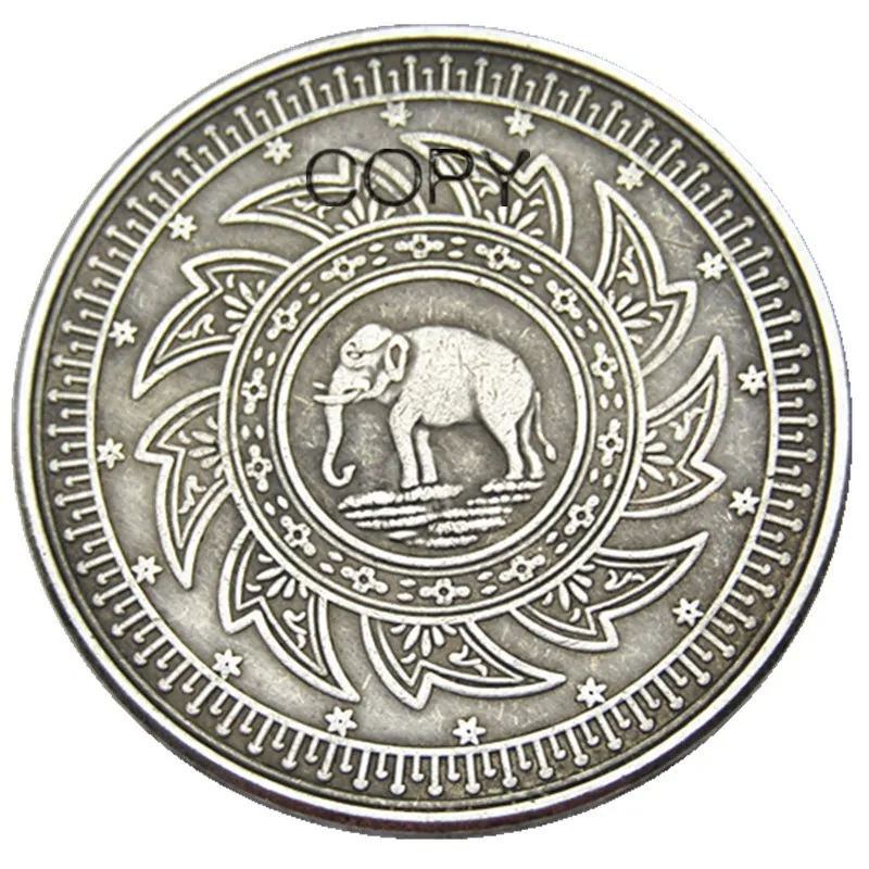 

Thailand 1863 RAMA IV SILVER 2 BAHT Silver Plated Copy Coin