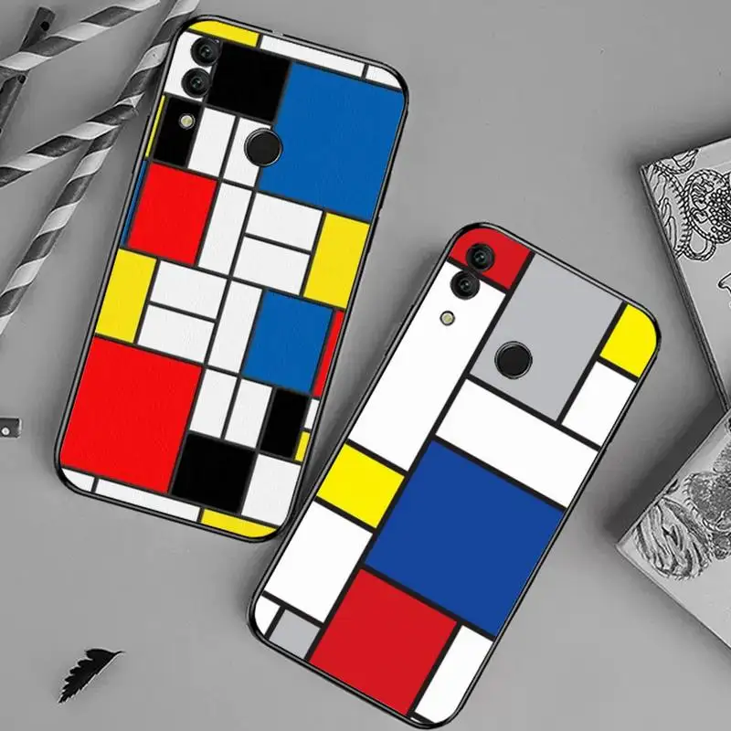 

Mondrian Grid geometry colorful Phone Case For Huawei honor Mate 10 20 30 40 i 9 8 pro x Lite P smart 2019 nova 5t