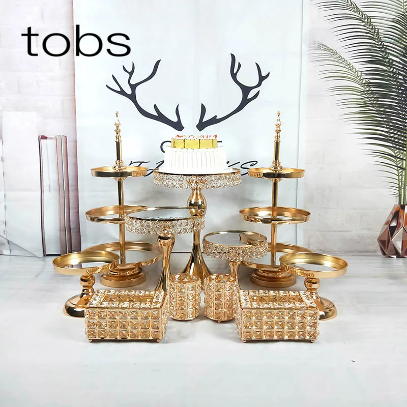 

TIER STAND TRAY CRYSTAL WEDDING CHANDELIER MIRROR PEDESTAL CAKE TOOL