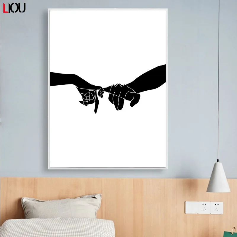 Скандинавский минималистичный поцелуй на плече ручная роспись холст печатный