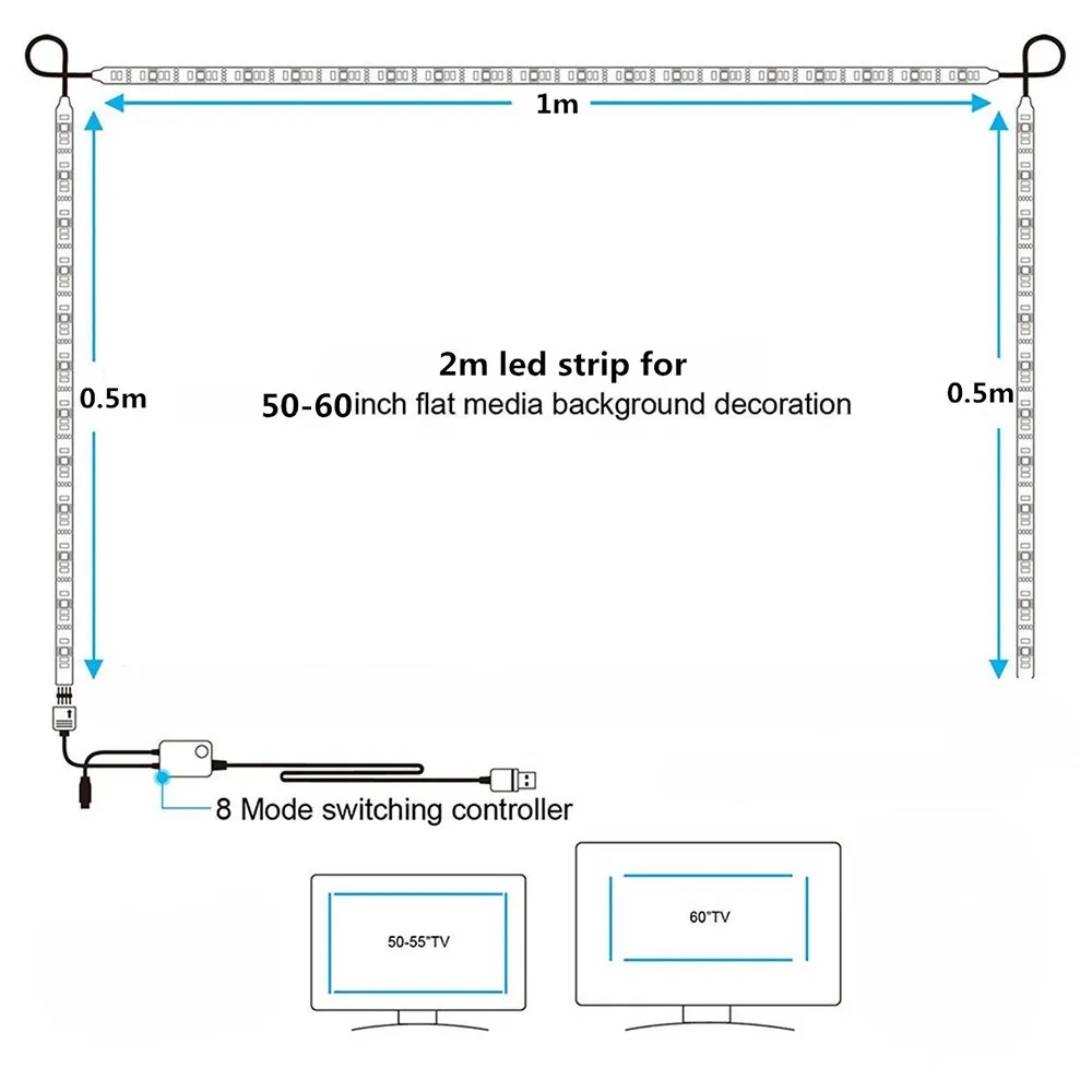 Светодиодный ТВ ПОДСВЕТКА 2 м/6.56ft RGB Неон Accent светодиодные полоски для 40 до 60 в HD tv неоновый светильник с пультом дистанционного управления