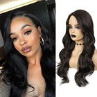 25 дюймовые длинные черные синтетические парики с коричневыми прямыми цветами баг длинные волнистые волосы для женщин парик с боковой частью