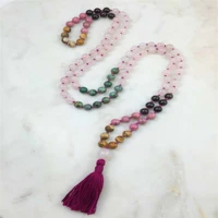 8mm rose quartz 108 buddha beads tassels bracelets meditation bohemia energy inspiration diy glowing lucky bless calming