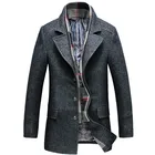 Мужское шерстяное пальто, повседневные плотные теплые куртки на одной пуговице, мужская верхняя одежда, однотонные кофейные, серые