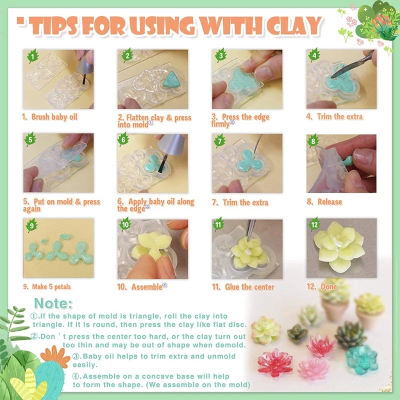 

6Pcs Succulent Flower Pot Resin Silicone Mold Flower Jewelry Resin Casting Mold X7YA