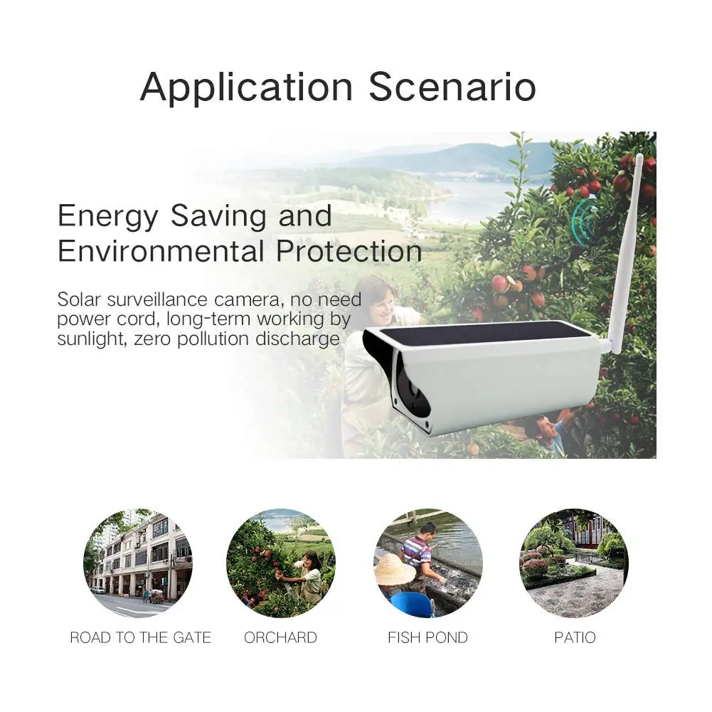 1080P Солнечная наружная камера безопасности IP67 водонепроницаемая WiFi ip ночного