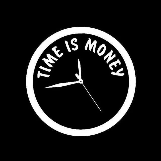 

3.3CM*13.3CM TIME IS MONEY Decor Vinyl Decal Car Sticker Clock Black/Silver