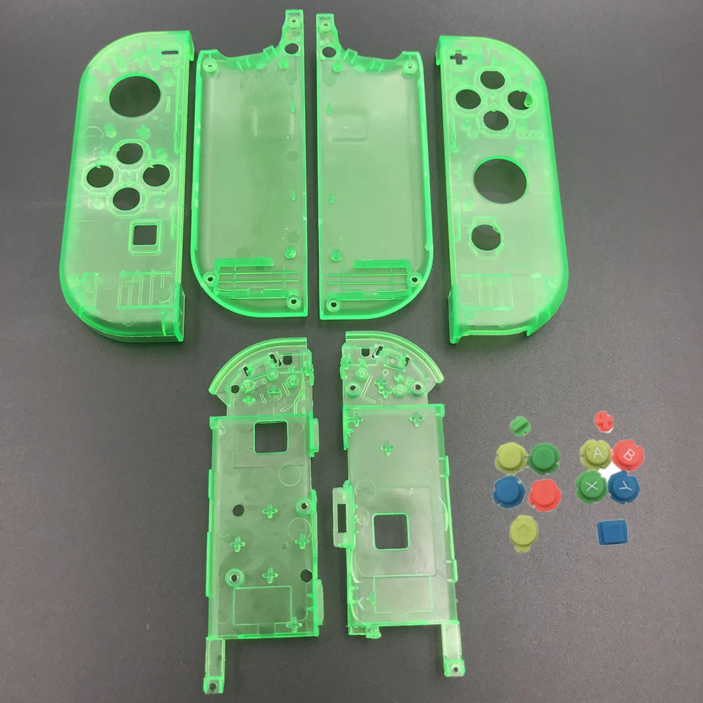 ClearGreen 10 комплектов пластиковый чехол Joy Con для nintendo Switch, прозрачный пользовательский контроллер, цветные кнопки - Цвет: ClearGreen
