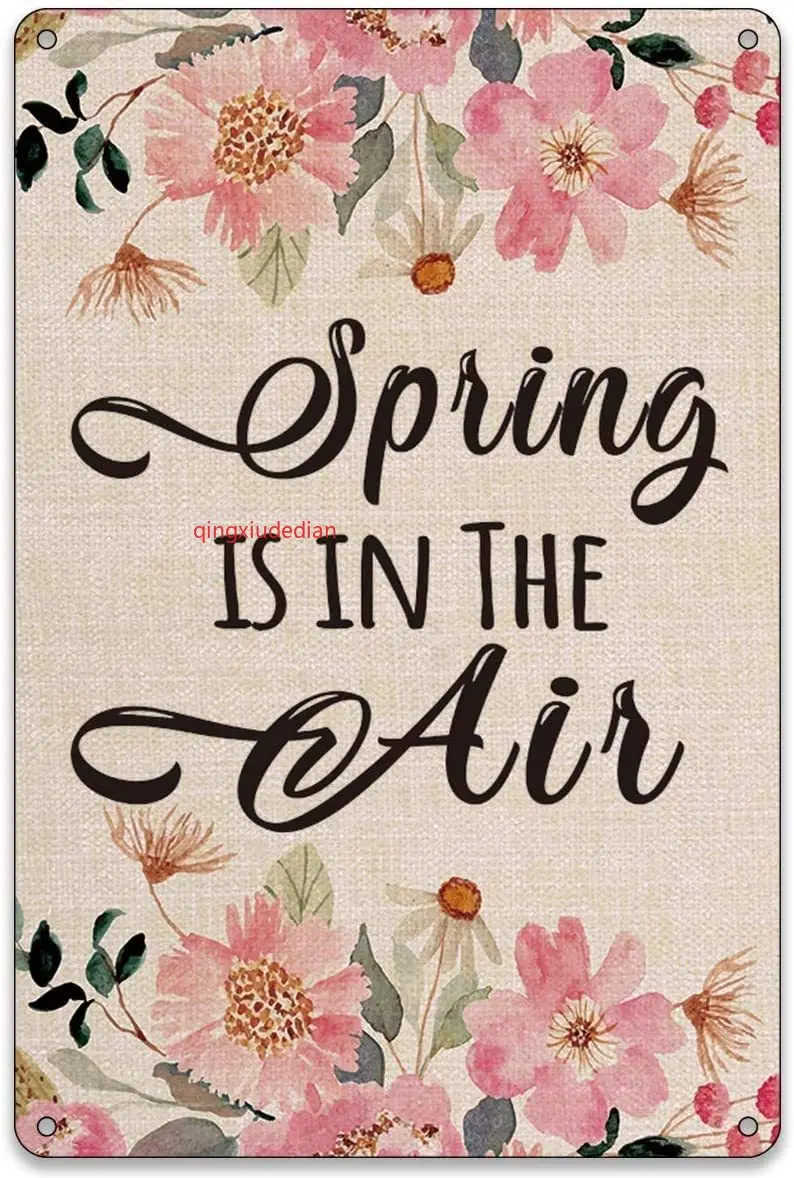 Eeypy деревенская пружина, это в воздухе, цветок, металлический жестяной знак, постер на стену, наружная фермерская Весенняя надпись Happy