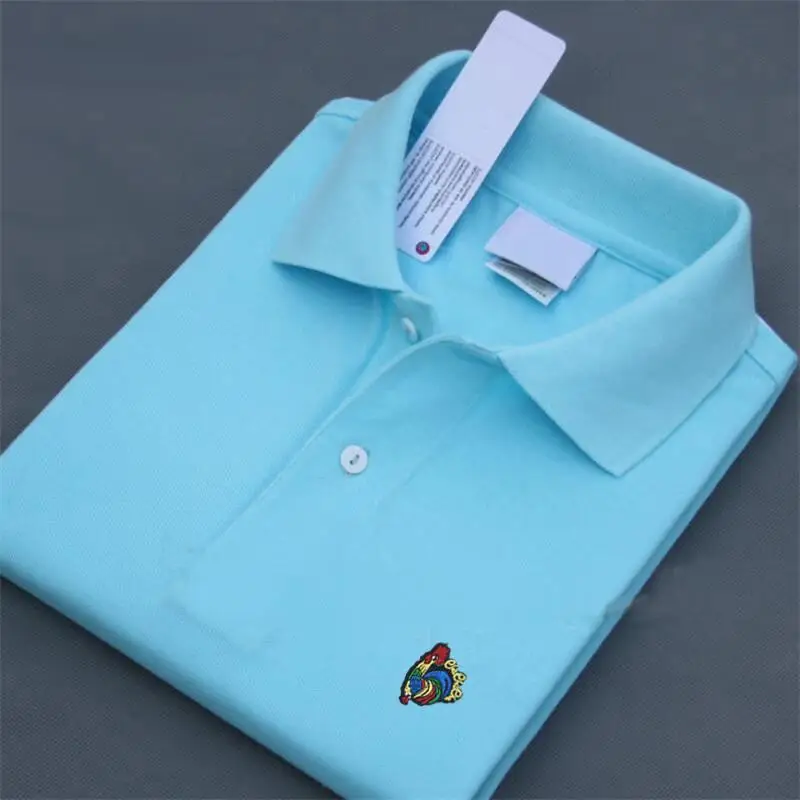 Мужские рубашки поло с коротким рукавом повседневные из 100% хлопка отворотом XS-4XL