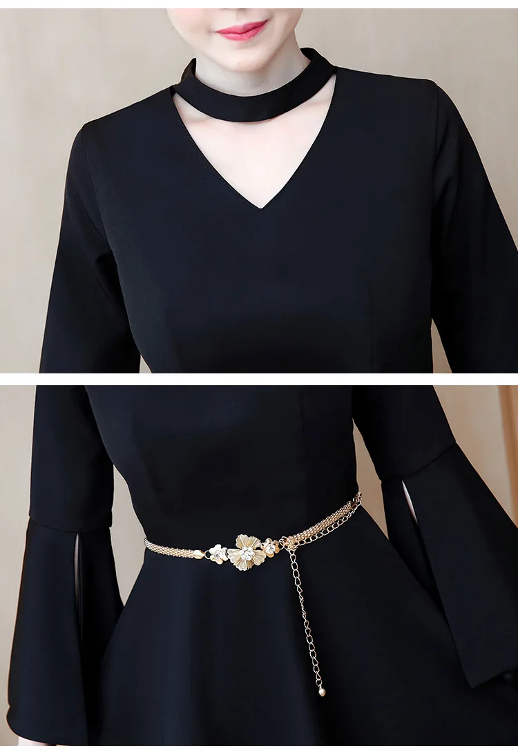 

Spring/summer 2021 new Korean version of the big size women's fat MM fashion horn sleeves waist show thin mid-length dress