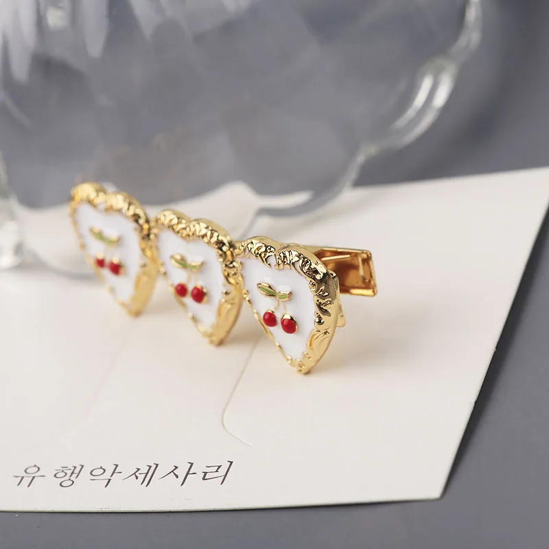 Заколки для волос женские модные милые и романтичные эмалированные с вишенками