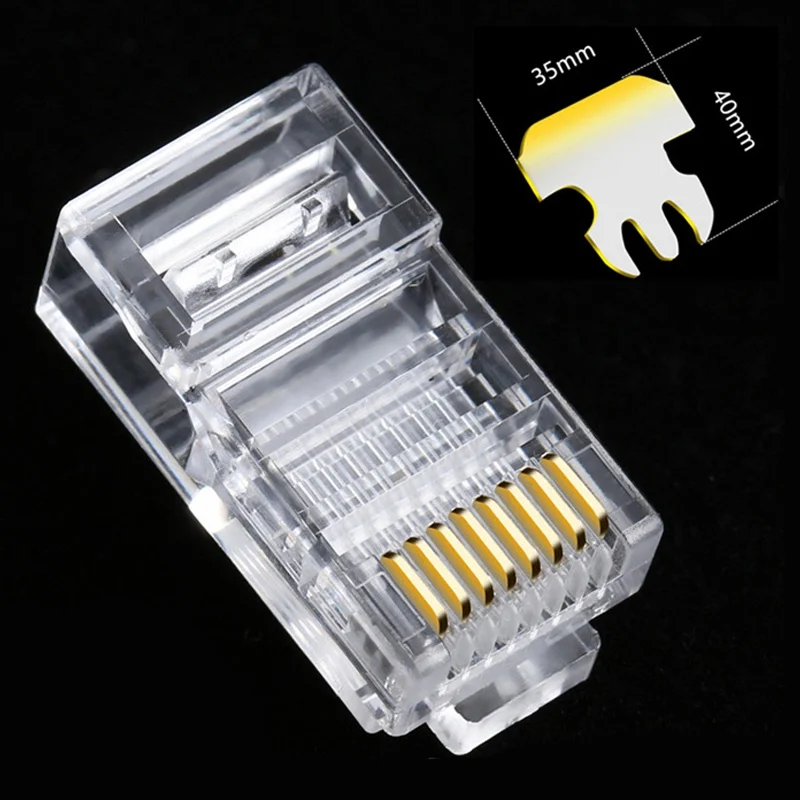 100 шт. разъем для кабеля RJ45 8 ядер позолоченный| |