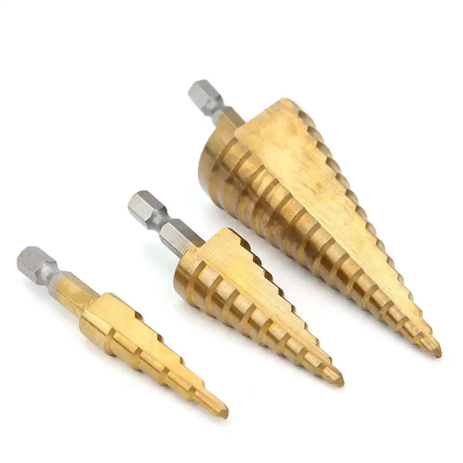 

3pcs 4-12/20/32mm High Speed Steel Cone Step Drill Bit Hex Shank Hole Cutter Diamond Drill