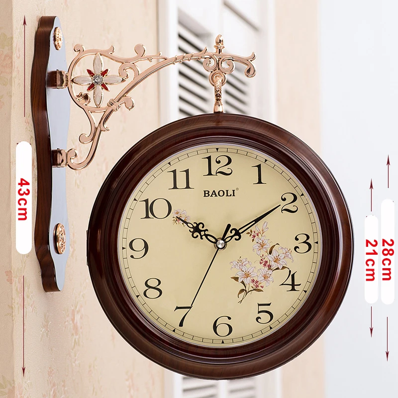 clock 3 Настенные часы с двойным лицом, европейские, для гостиной, кабинета, винтажные часы, современный дизайн, аксессуары для украшения дома, цифровые часы - Цвет: clock 3