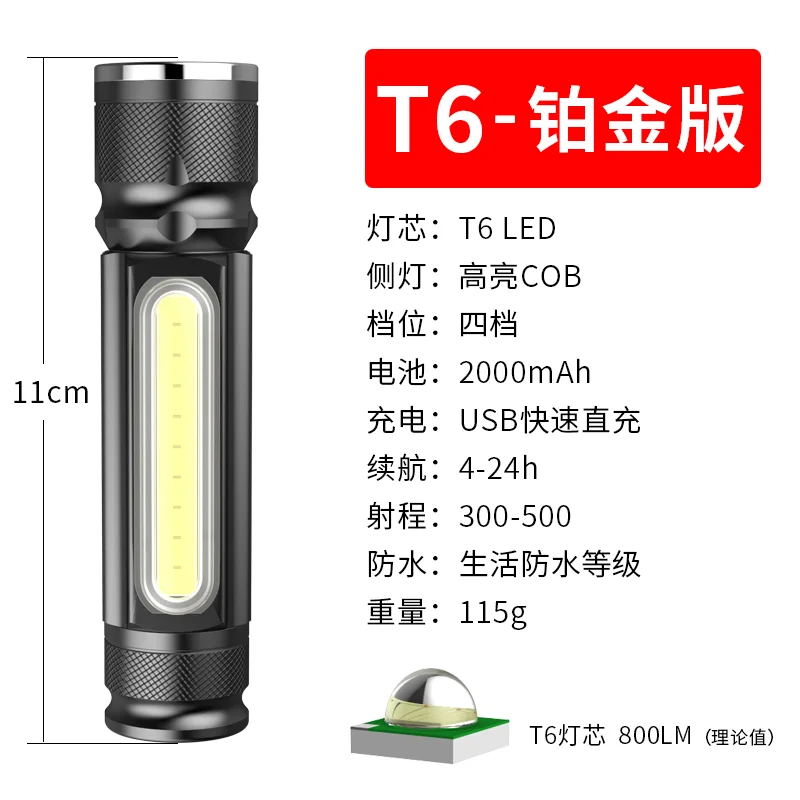 

Outdoor Recharge Flashlight Portable Mini Accessories Emergency Hard Light Flashlight Multifunction Linternas Hand Lamp BF50FL