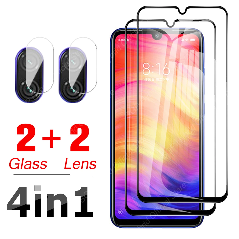 

Закаленное защитное стекло 4 в 1 на весь экран для Xiaomi Redmi Note 7 Pro 7S 7Pro, Защитная пленка для Note7 7A, защита объектива камеры
