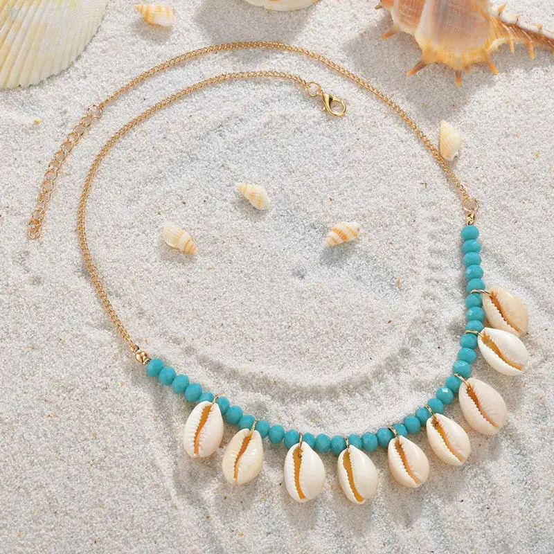 Для женщин Цепочки и ожерелья Boho море ожерелья в виде ракушки для девочек Rope Chain колье браслет простые элегантные пляжные ювелирные изделия подарок на день матери - Окраска металла: N00181