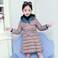 puckcovi winter coat for kids winter hooded overcoat girls winter parkas warm long coat with the belt little girls clothing