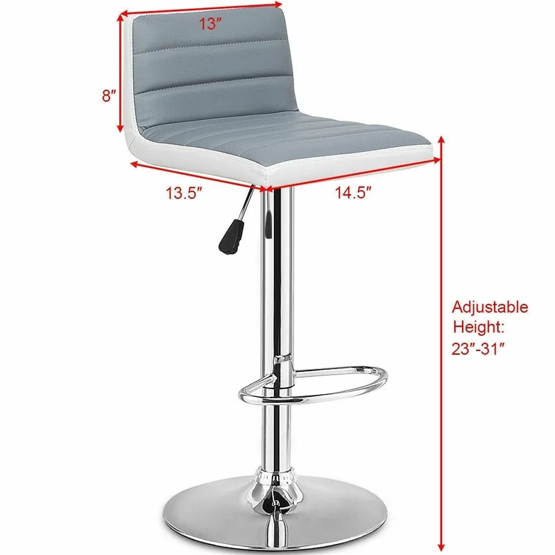 Высококачественный набор из 2 регулируемых серых стульев искусственной кожи