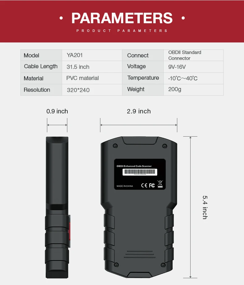 YA101 YA201 OBD2 сканер OBD II автоматический считыватель кодов автомобильный диагностический инструмент PK obdlink easydiag OM123 CR319 AD310 ELM327 V1.5 инструмент сканирования