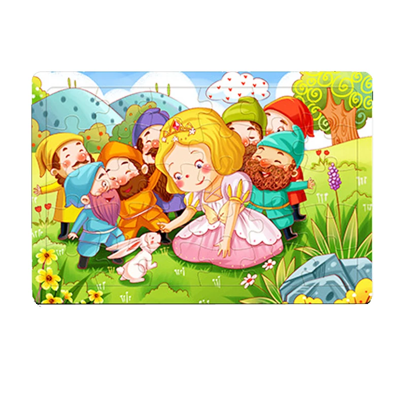 30 комплектов/Партия Детские деревянные пазлы в сказочном стиле с принтом виде