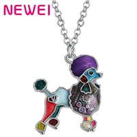 newei enamel alloy floral sweet hairy poodle dog necklace pendant chain fashion pets charm gifts jewelry for women girls teens
